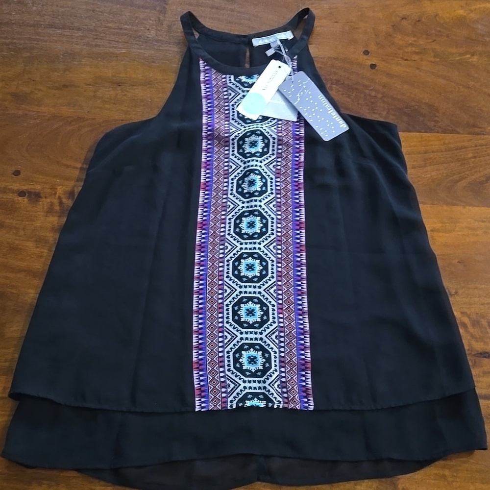 NWT Daniel Rainn Black Norberta Halter Neck Sleeveless Top Size XS